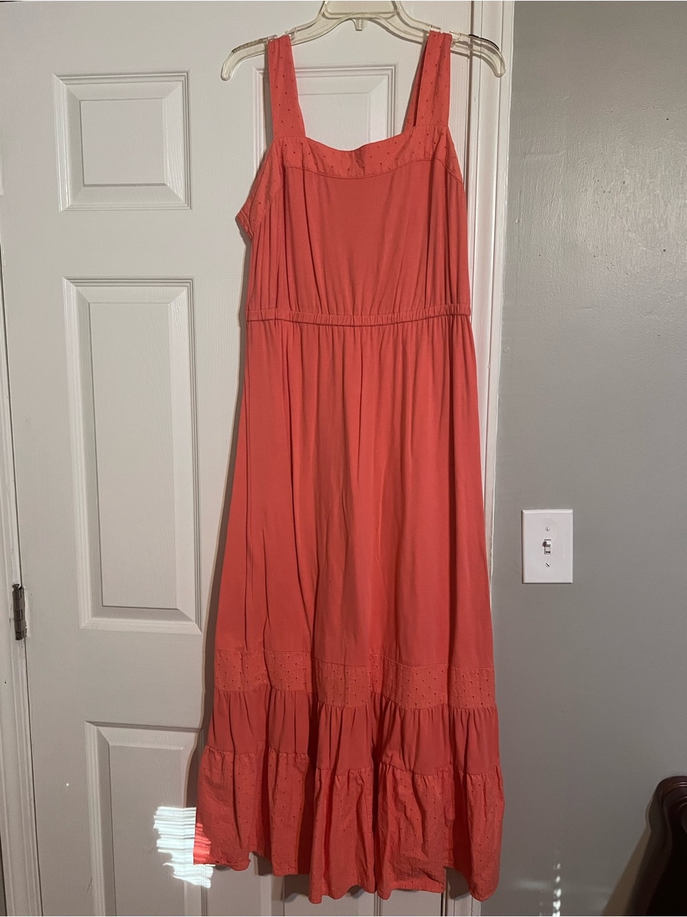 Liz Claiborne Coral Maxi Dress with Eyelet Trim